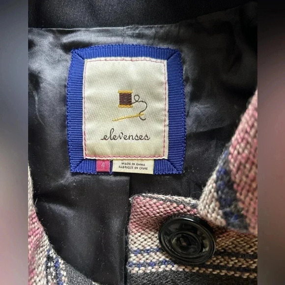 Elevenses  Wool Blend Striped Button Up Coat Womens Size 4 - Picture 4 of 7